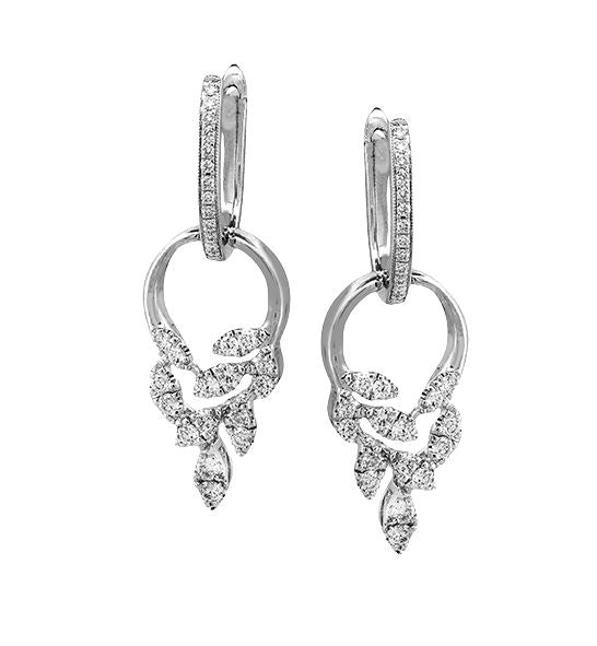 Lady's White 14 Karat Drop Earrings With 58 = 0.48Tw Round G Vs1 Diamonds
