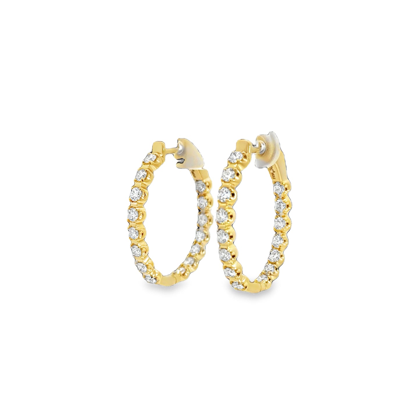 14K Yellow Lab Grown Diamond Oval Hoops 1 1/2tw