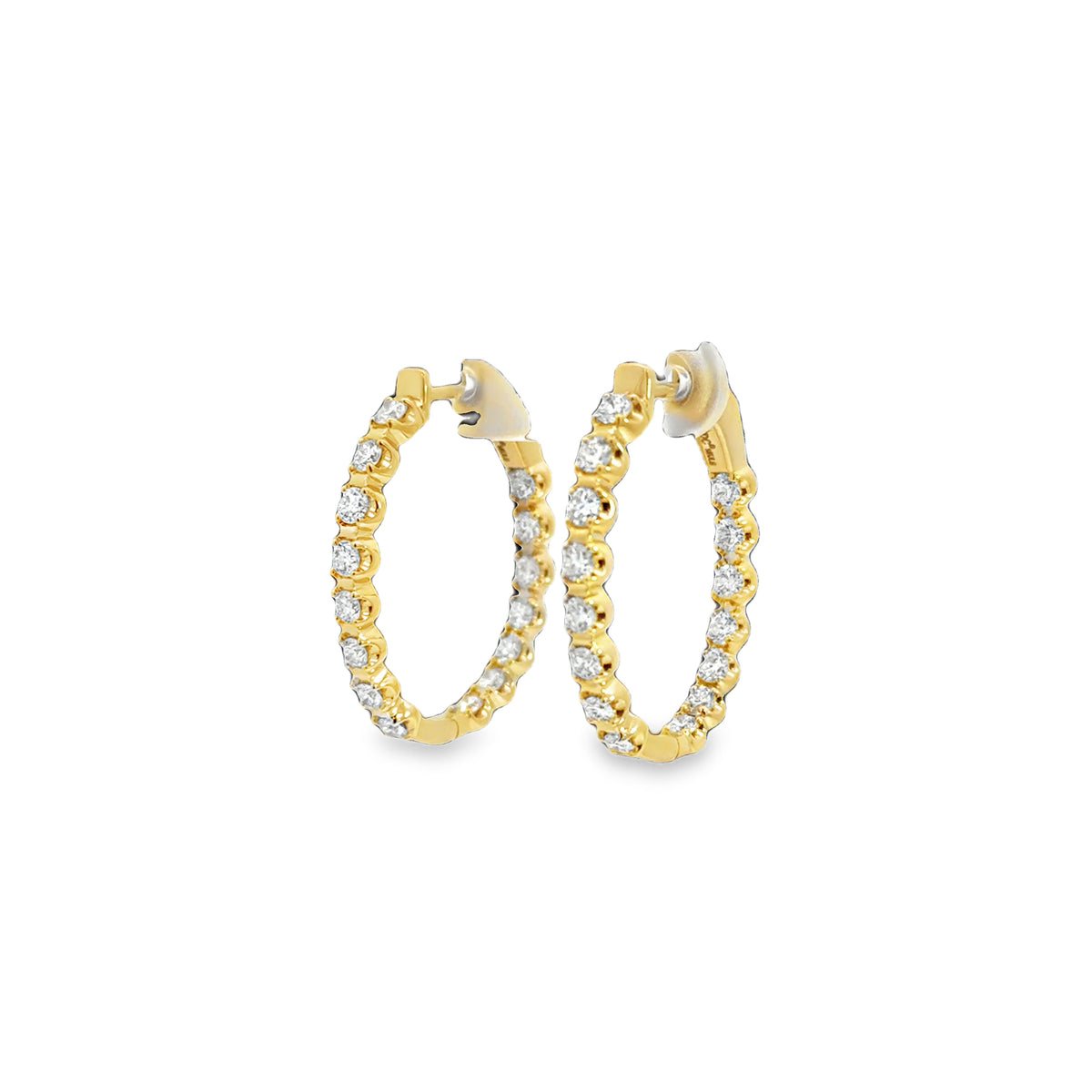 14K Yellow Lab Grown Diamond Oval Hoops 1 1/2tw