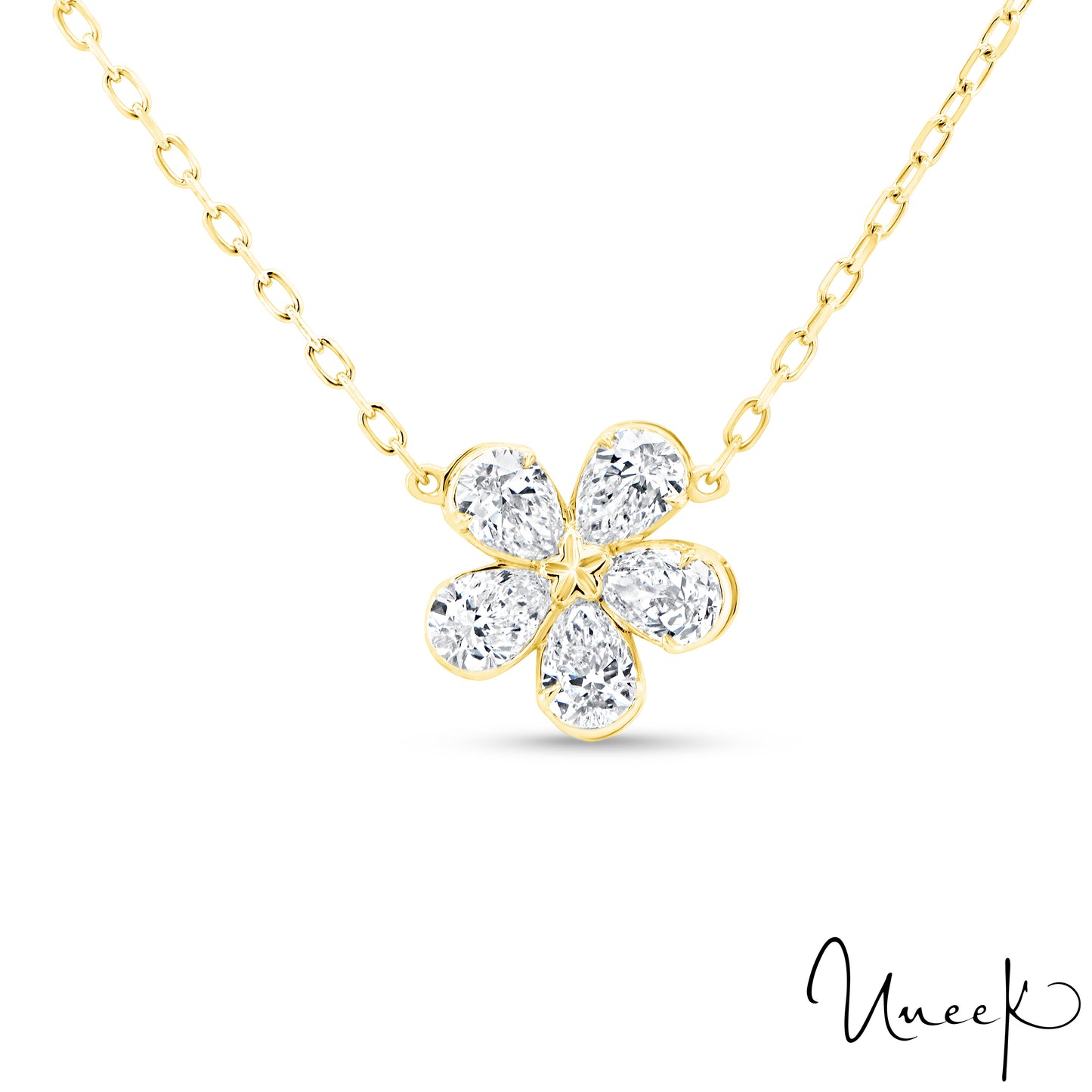 18K Yellow Uneek Petals Collection Floral Drop Pendant