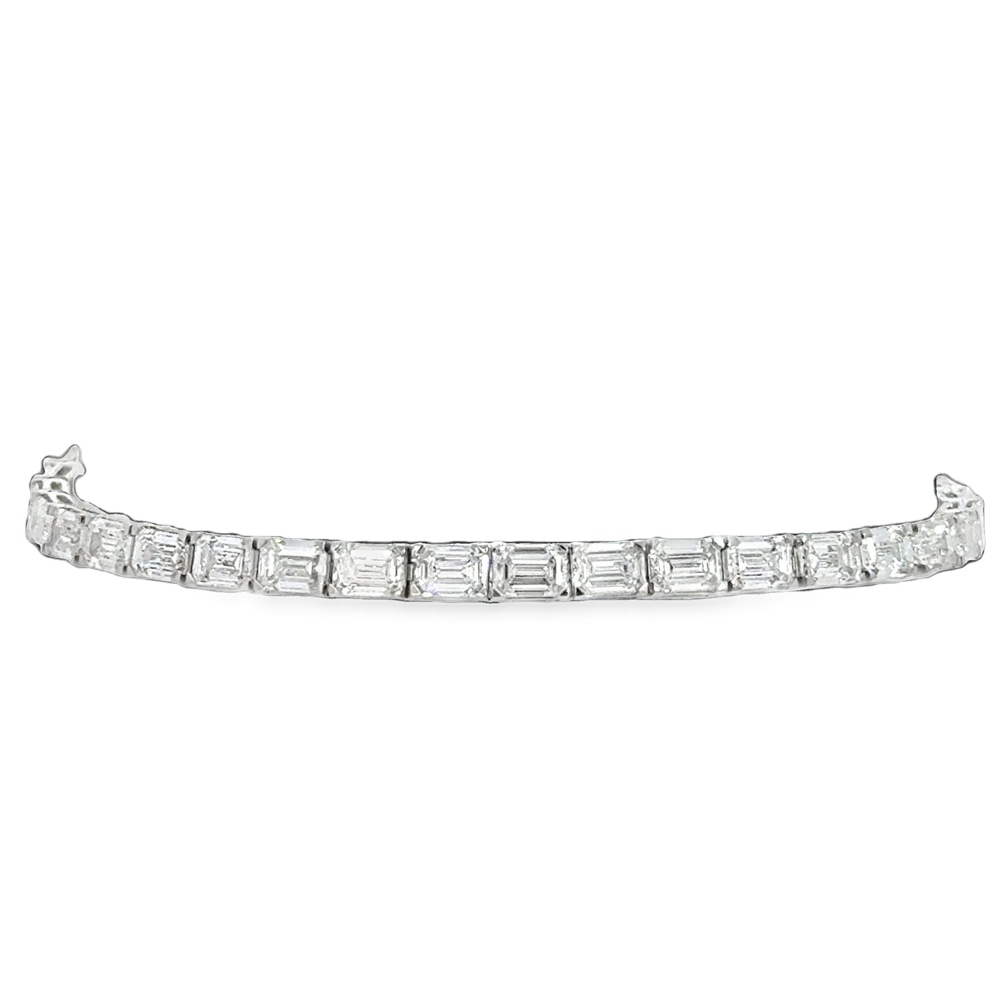 Lady's White 14 Karat Tennis Bracelet With 37 = 11.75Tw Emerald G/H Si2 Diamonds