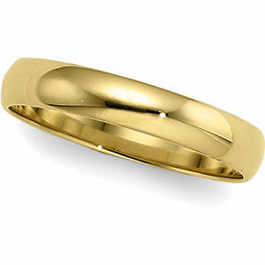 14K Yellow 4mm Half Round Light Band