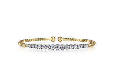 14K White and Yellow Gold Diamond Bujukan Bangle