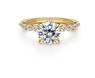 14K Yellow Gold Round Diamond Engagement Ring