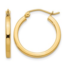 Leslie's 14k 2mm Square Tube Hoop Earrings 20mm