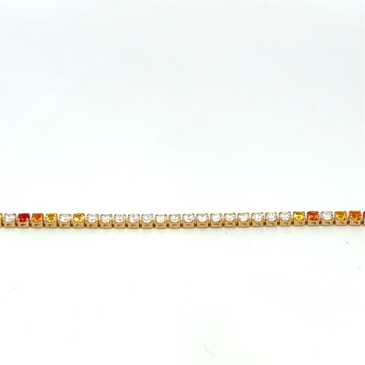 Lady's Yellow 18 Karat Tennis Bracelet With 46 = 2.85Twt Round Sapphires And 22 = 1.07Twt Round H Si1 Diamonds