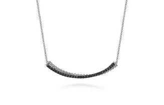 925 Sterling Silver Black Spinel Bujukan Bar Necklace