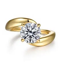 14k Yellow Gold Bypass Round Diamond Engagement Ring