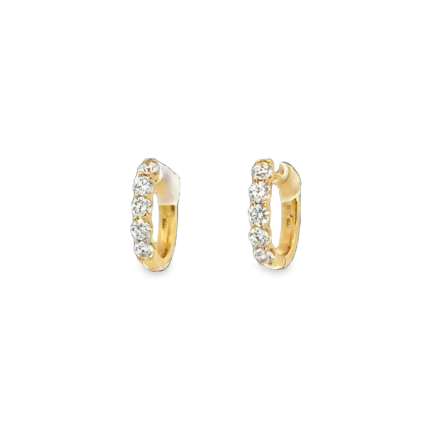 14K Yellow 3/4tw Lab Grown Diamond Hoops