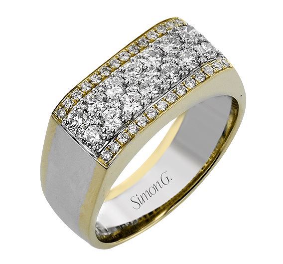 Gent's Two-Tone 14 Karat Gentlemen Wedding Band With 1.05Tw Round Diamonds