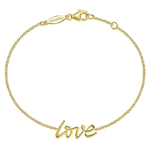 14k Yellow Gold "love" Chain Bracelet