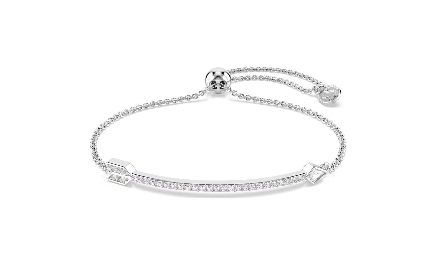 Idyllia bracelet Mixed cuts, Arrow, White, Rhodium plated