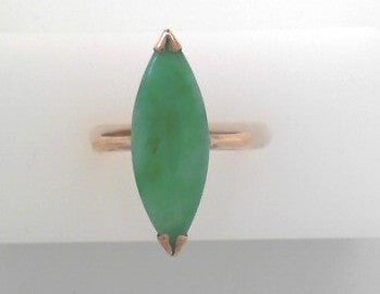 Preowned 14K Rose Green Stone Ring Size 6.50