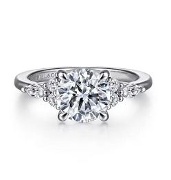 14k White Gold Round Diamond Cluster Engagement Ring