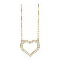 14K Yellow 3/8 CTW Lab-Grown Diamond Heart 16-18" Necklace