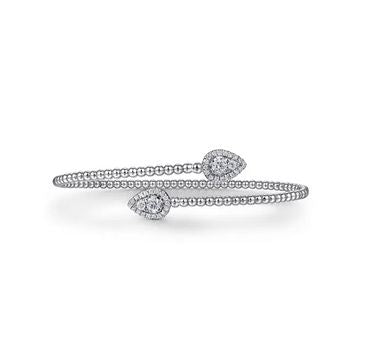 14K White Gold Bujukan Diamond Bangle