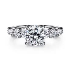 14K White Gold Round Diamond Engagement Ring