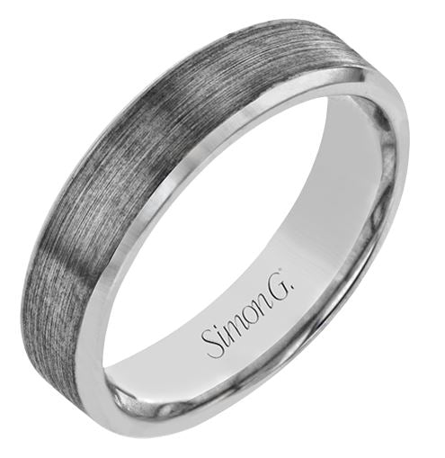 Gray 14 Karat Satin Gentleman Wedding Band Size 10