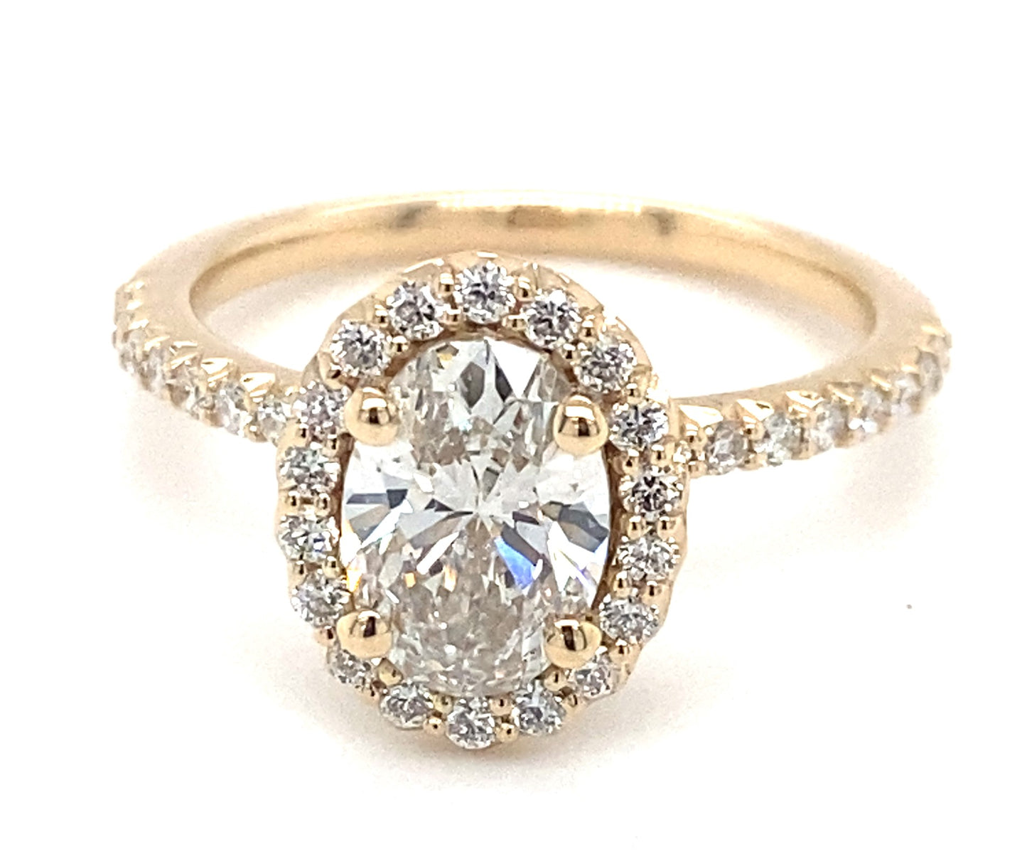 14K Yellow Preset Lab Grown Engagement Ring w/ 1ct Oval Center