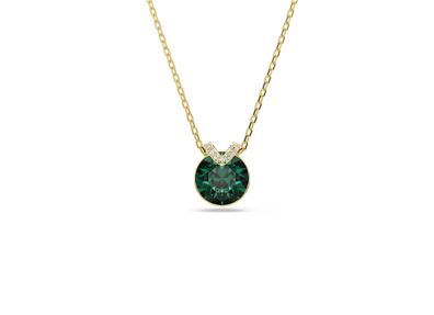Bella V pendant Round cut, Green, Gold-tone plated t