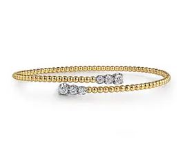 14k White-yellow Gold Bujukan Graduating Diamond Bypass Bangle