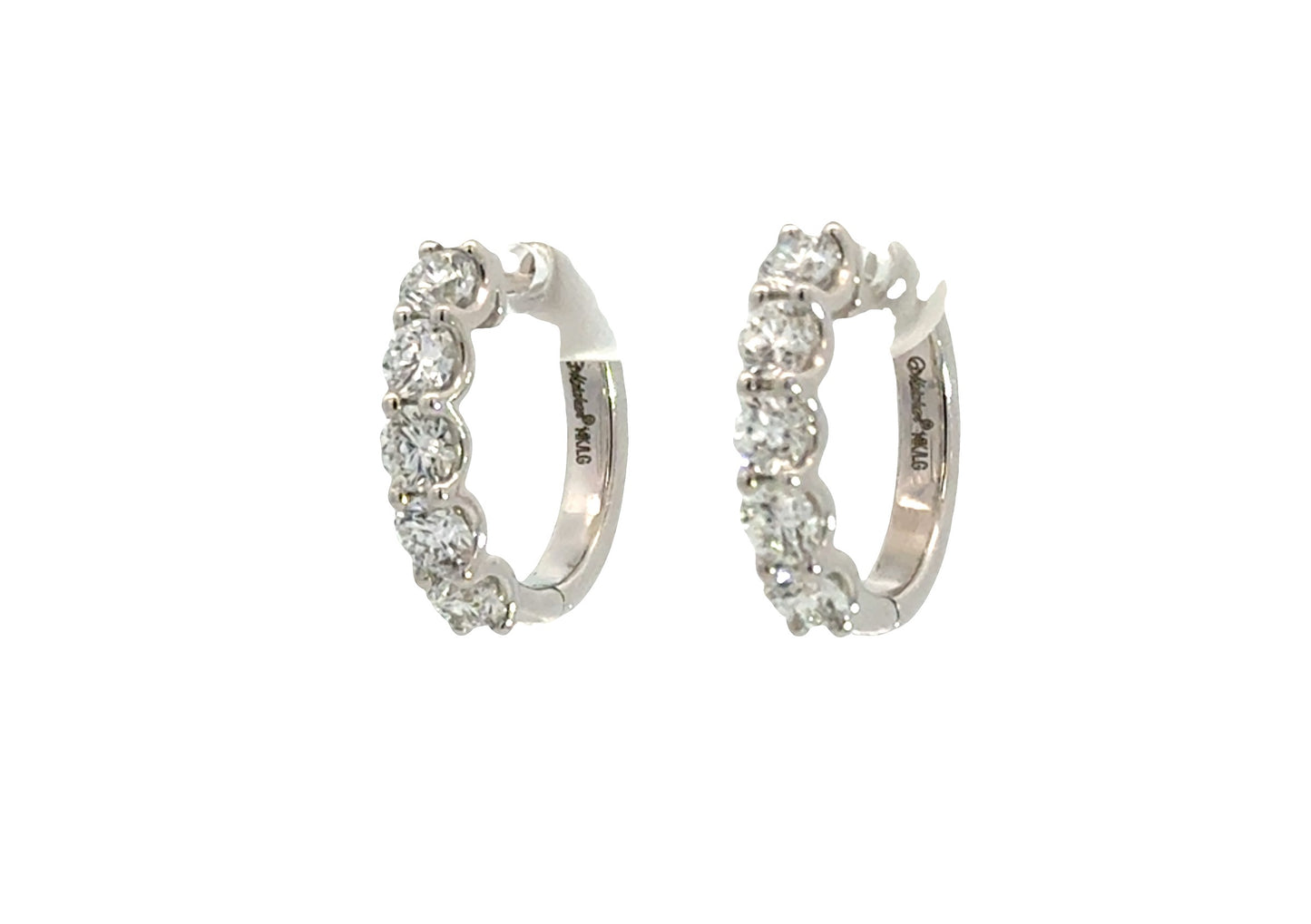 14K White 2tw Lab Grown Diamond Hoops