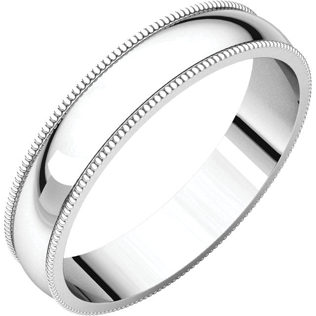 14K White 4mm Light Comfort Fit Milgrain Band