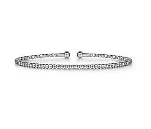Split 14k White Gold Beaded Bujukan Bangle