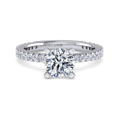 14K White Gold Round Diamond Engagement Ring