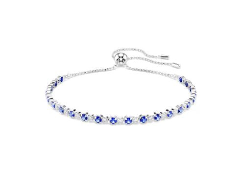 Matrix Tennis bracelet Mixed round cuts, Blue, Rhodium plated