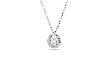 Dextera pendant Round cut, White, Rhodium plated