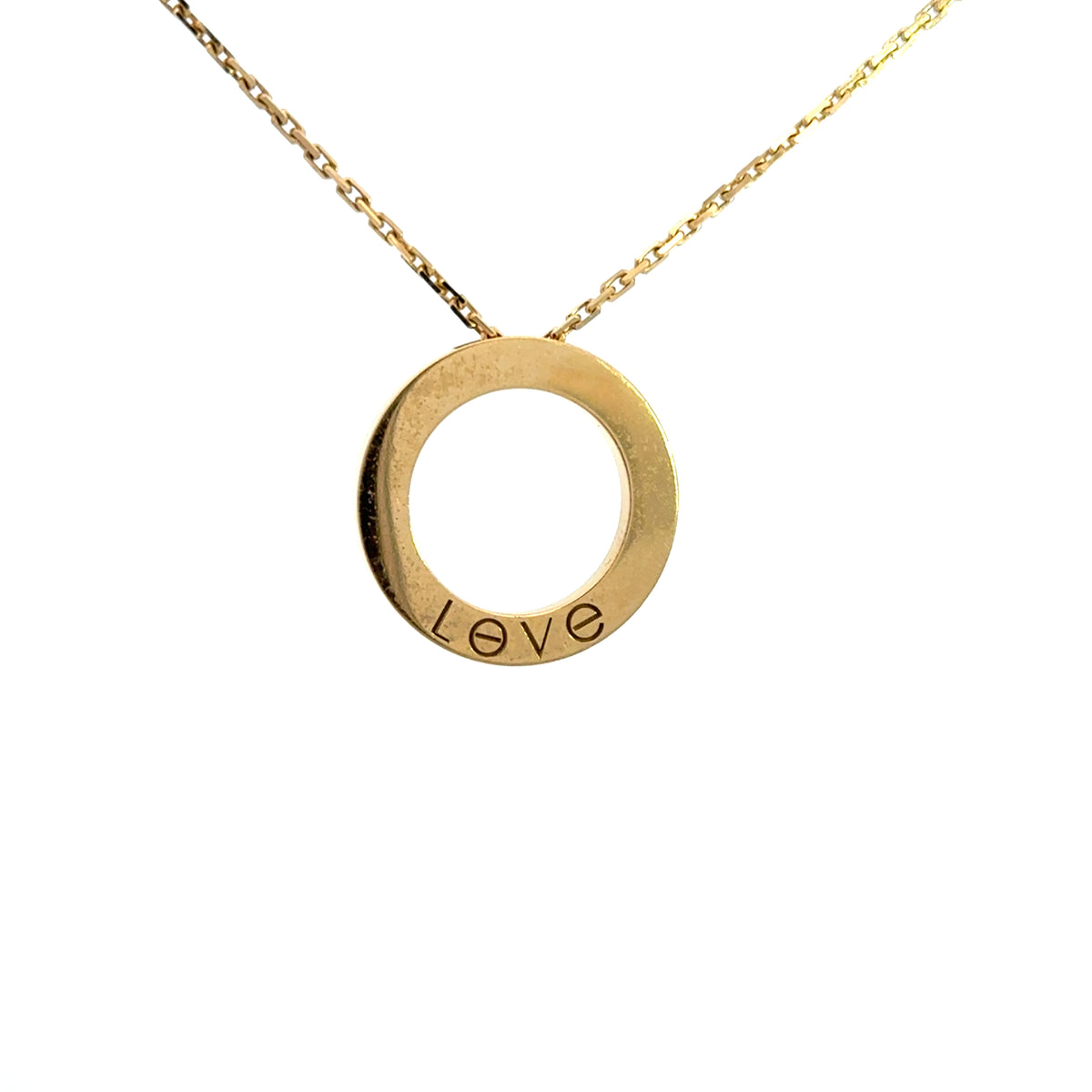 Preowned 18K Yellow "Cartier Love" Pendant with 16" Box Chain