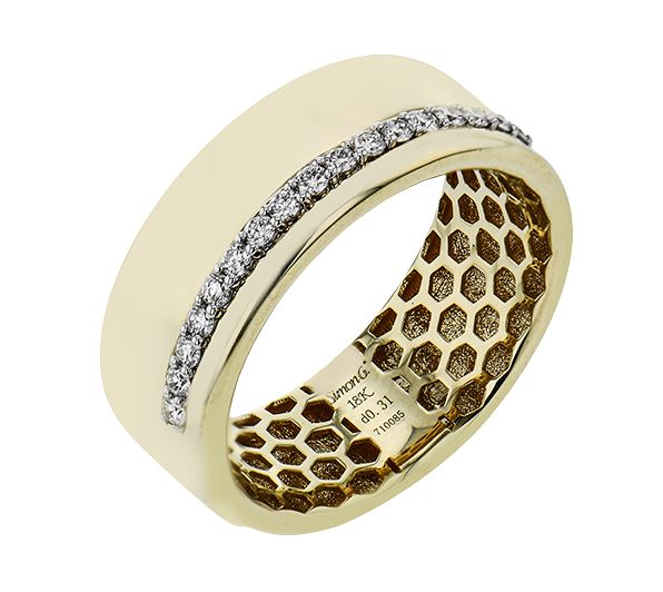 Lady's Two-Tone 18 Karat Band Fashion Ring Size 6.5 With 28 0.50Tw Round G Vs1 Diamonds
