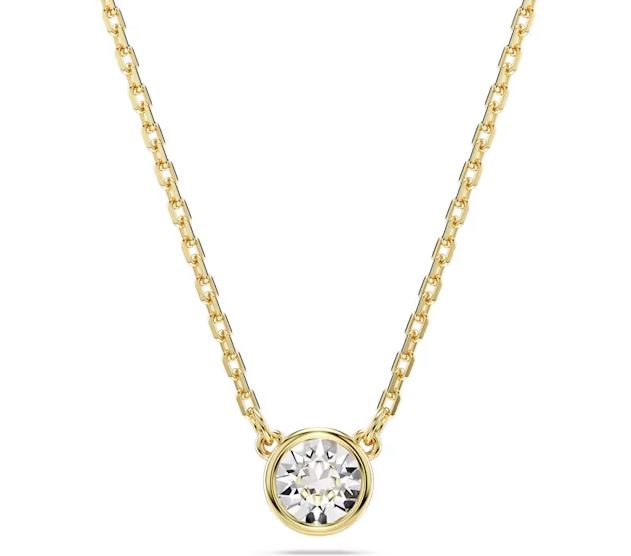 Imber pendant Round cut, White, Gold-tone plated