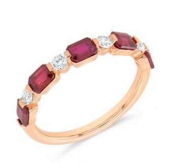 18K Rose Uneek Precious Collection 1-Row Emerald Cut Ruby Fashion Ring