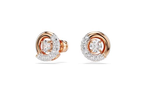 Dextera stud earrings Round cut, White, Rose gold-tone plated
