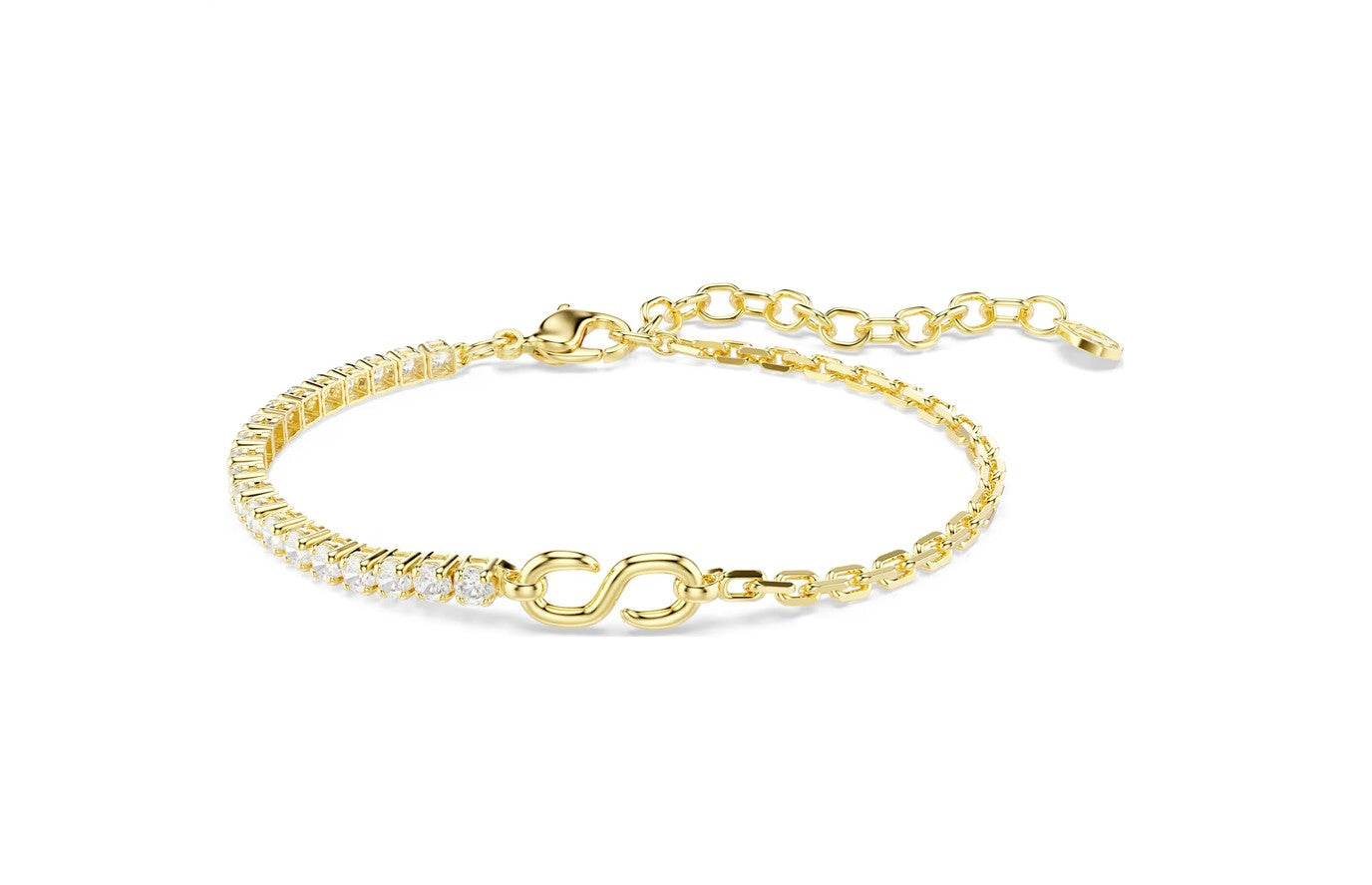 Matrix bracelet, Round cut, Yellow, 18K gold plated