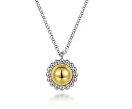 925 Sterling Silver And 14k Yellow Gold Fashion Pendant Necklace