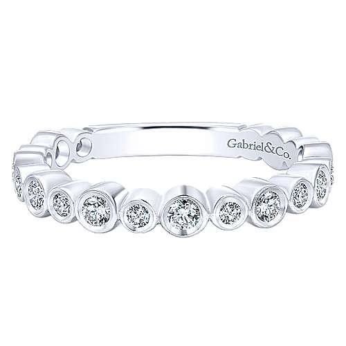 14K White Gold Alternating Bezel Set Stackable Diamond Band