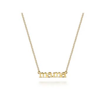 14K Yellow Gold MAMA Script Necklace