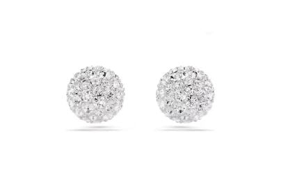 Dextera stud earrings Round cut, White, Rhodium plated
