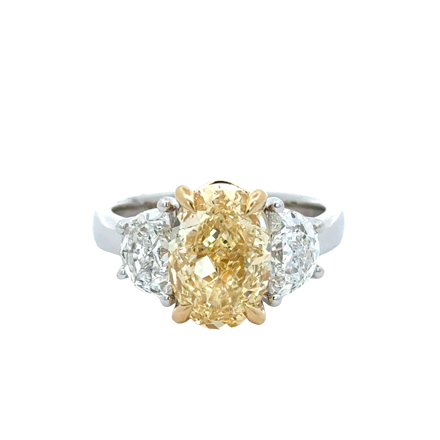 Lady's White 14 Karat 3 Stone Lab Grown Engagement Ring