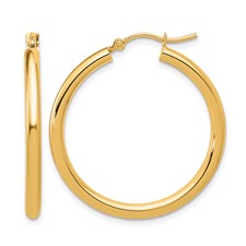 Leslie's 14k Polished 2.5mm Lightweight Tube Hoop Earrings 30mm