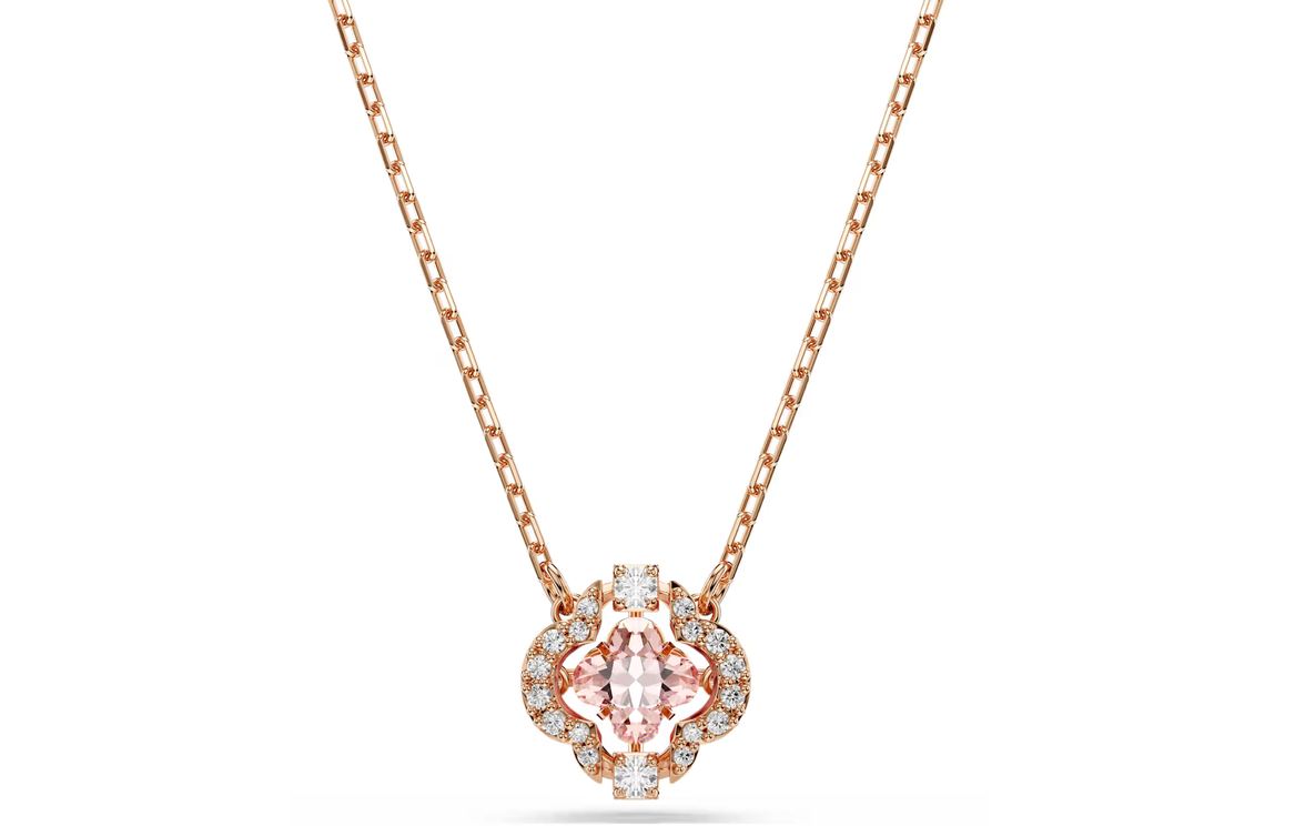 Una necklace Clover, Pink, Rose gold-tone plated