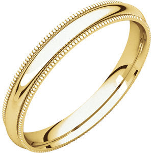 14K Yellow 4mm Milgrain Comfort Fit Band