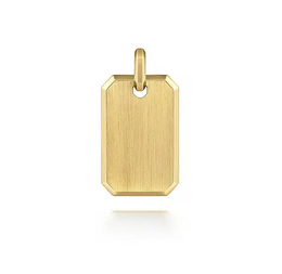 14K Yellow Gold Engravable Dog Tag Pendant