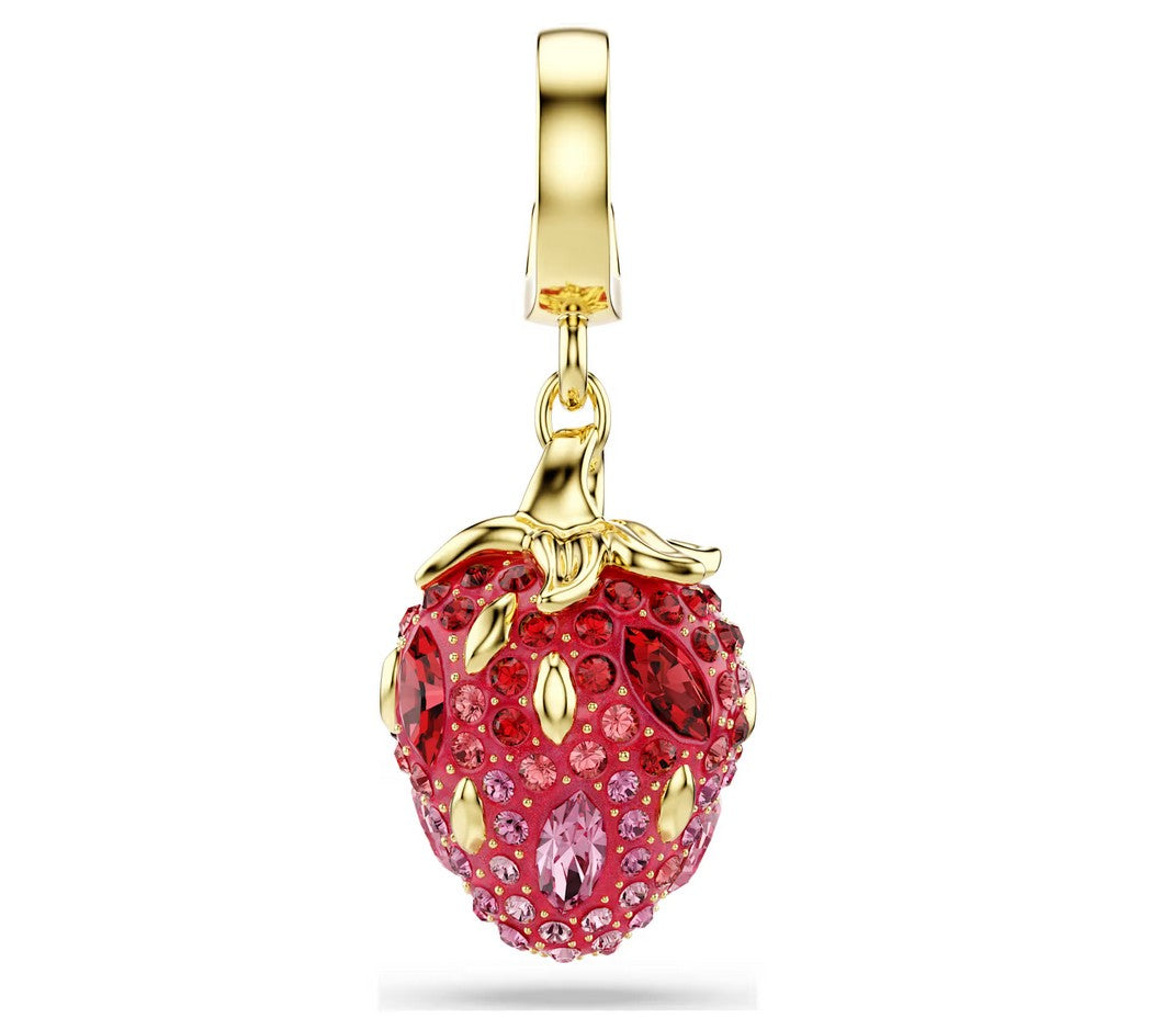 Idyllia charm Mixed cuts, Strawberry, Red, Gold-tone plated