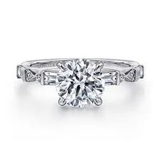 14K White Gold Round Diamond Engagement Ring