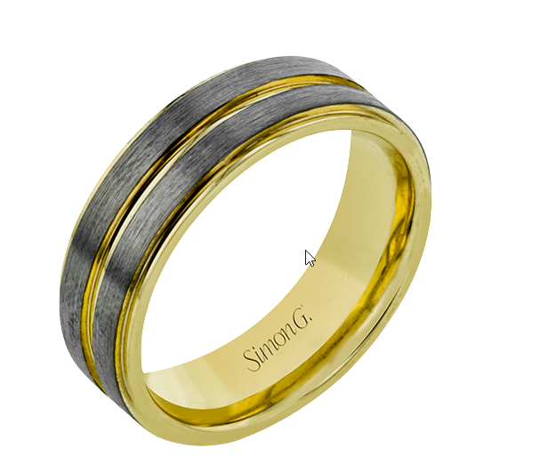 Two-Tone 14 Karat Gentleman Wedding Band Size 10