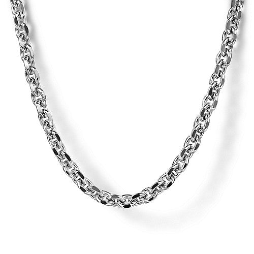 22 Inch 925 Sterling Silver Mens Link Chain Necklace